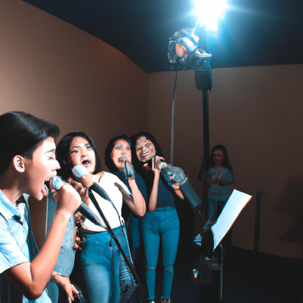 Jakarta vocal academy students practicing breath and tone in a warm studio